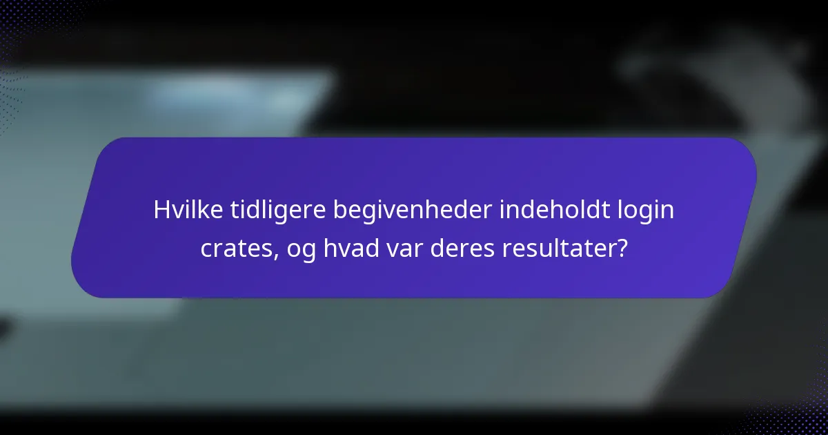 Hvilke tidligere begivenheder indeholdt login crates, og hvad var deres resultater?