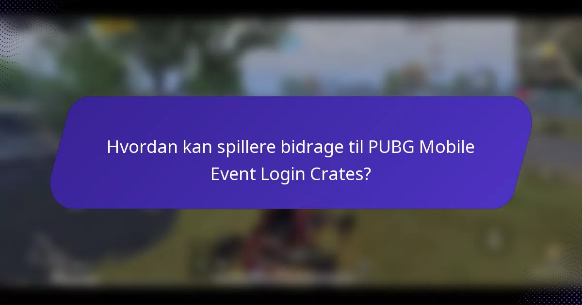 Hvordan kan spillere bidrage til PUBG Mobile Event Login Crates?
