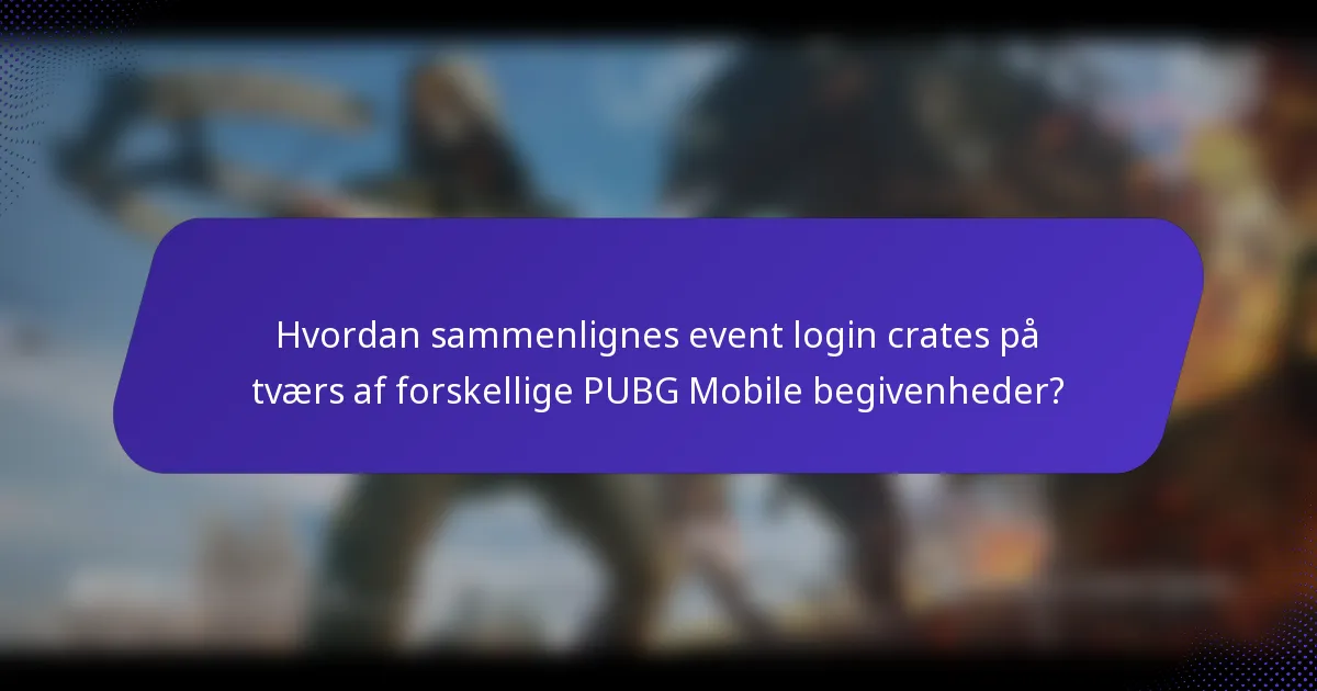 Hvordan sammenlignes event login crates på tværs af forskellige PUBG Mobile begivenheder?